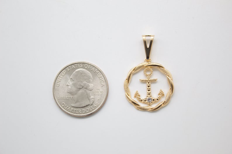 Dainty 18k Gold Filled Anchor Charm Tiny Delicate Pendant