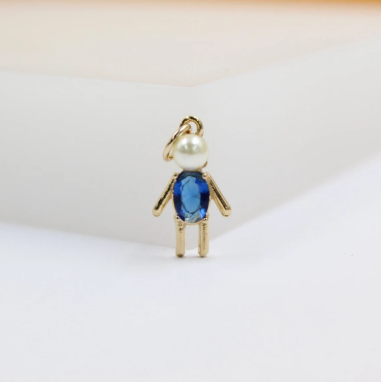 18K Gold Filled Cubic Zirconia Stone Boy and Girl Pendant