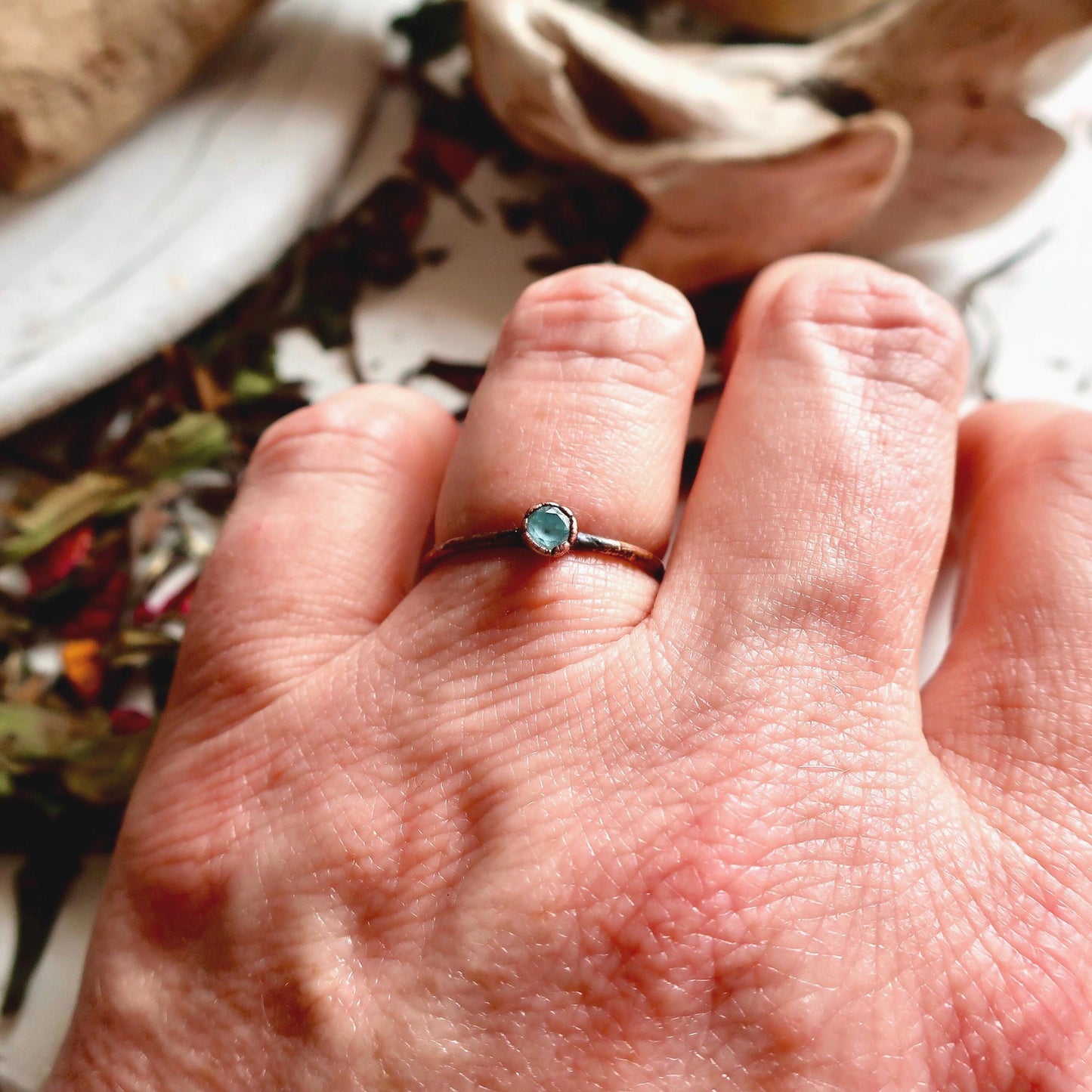 Blue Topaz Ring – Boho Charm | Handmade by Blackbird & Sage