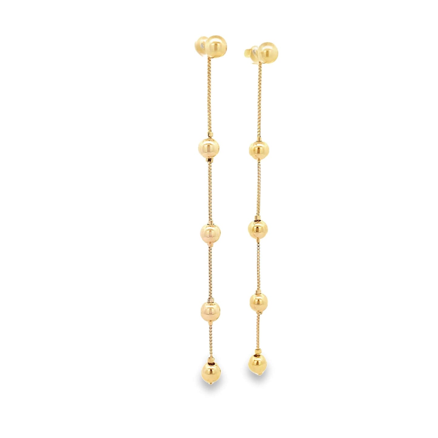Box Chain Gold Bead Dangle Earrings (K355)(K214)