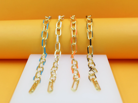 Enamel Paperclip Chain Bracelet (F85/I475)